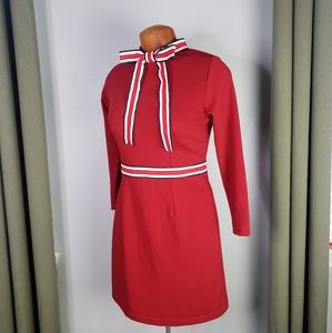 Retro 60s 70s style red bow neck sailor dr…